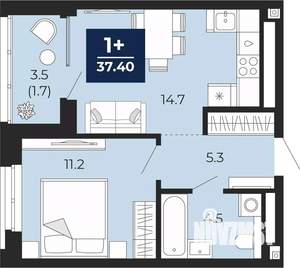 1-к квартира, вторичка, 37м2, 3/16 этаж