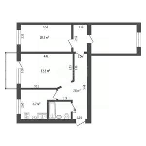 3-к квартира, вторичка, 57м2, 4/5 этаж