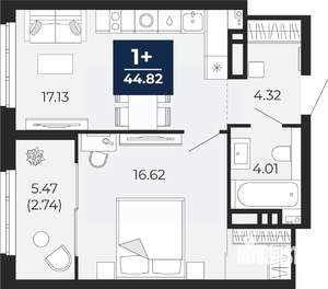 1-к квартира, вторичка, 45м2, 15/21 этаж