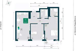 2-к квартира, вторичка, 69м2, 8/12 этаж