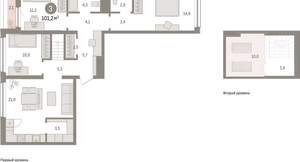 3-к квартира, вторичка, 101м2, 8/9 этаж