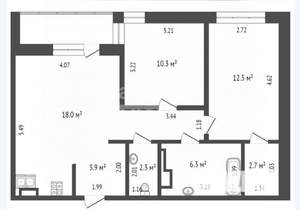 2-к квартира, вторичка, 60м2, 16/17 этаж
