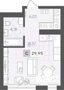 Студия квартира, вторичка, 30м2, 17/17 этаж