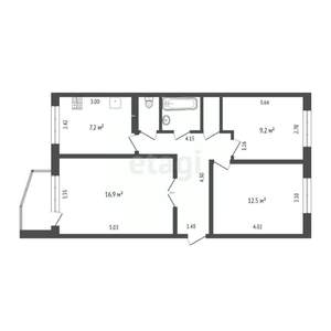 3-к квартира, вторичка, 61м2, 4/5 этаж