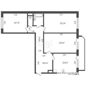 3-к квартира, вторичка, 91м2, 6/10 этаж