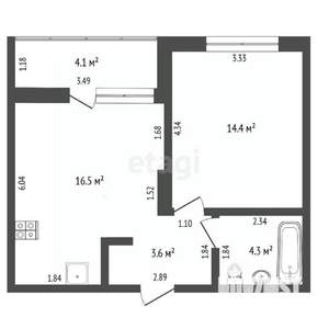 1-к квартира, вторичка, 39м2, 10/18 этаж