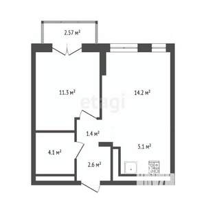 1-к квартира, вторичка, 39м2, 2/10 этаж