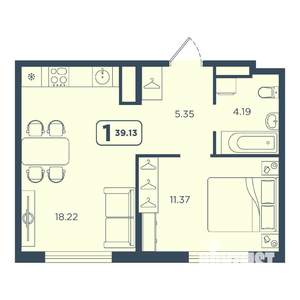 1-к квартира, вторичка, 39м2, 13/25 этаж