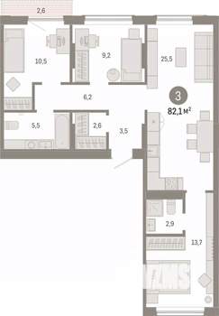 3-к квартира, вторичка, 82м2, 7/9 этаж