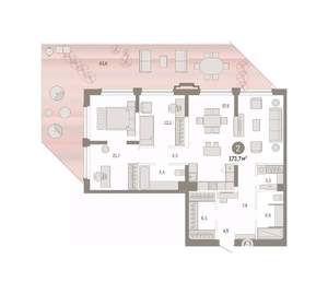 2-к квартира, вторичка, 174м2, 3/25 этаж