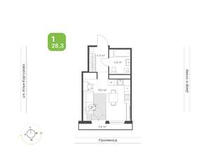 1-к квартира, вторичка, 28м2, 20/24 этаж
