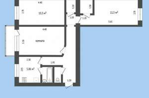 3-к квартира, вторичка, 57м2, 2/5 этаж