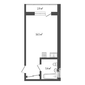 Студия квартира, вторичка, 20м2, 14/16 этаж