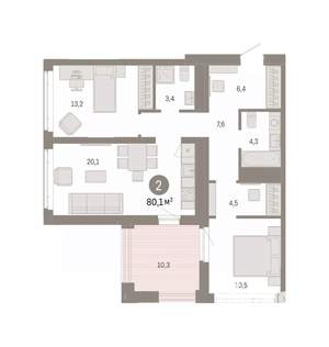 2-к квартира, вторичка, 80м2, 16/25 этаж