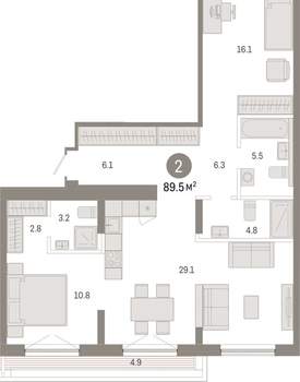 2-к квартира, вторичка, 90м2, 7/8 этаж