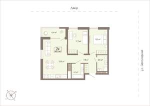2-к квартира, вторичка, 63м2, 11/15 этаж