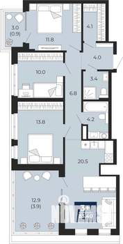3-к квартира, вторичка, 83м2, 10/14 этаж