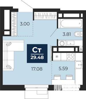 Студия квартира, вторичка, 29м2, 6/24 этаж