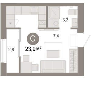 Студия квартира, вторичка, 24м2, 8/17 этаж