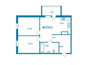 2-к квартира, вторичка, 55м2, 6/25 этаж