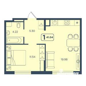 1-к квартира, вторичка, 41м2, 9/25 этаж