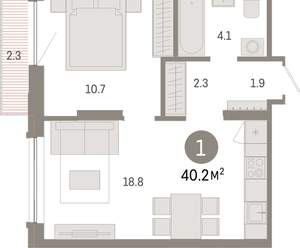 1-к квартира, вторичка, 40м2, 4/8 этаж