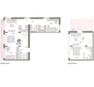 3-к квартира, вторичка, 134м2, 7/16 этаж
