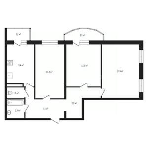 3-к квартира, вторичка, 70м2, 2/16 этаж