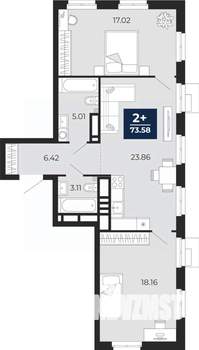 2-к квартира, вторичка, 74м2, 8/24 этаж
