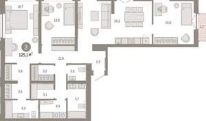 3-к квартира, вторичка, 125м2, 10/16 этаж