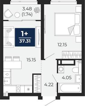 1-к квартира, вторичка, 36м2, 13/22 этаж