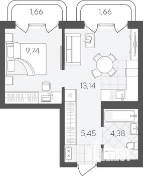 1-к квартира, вторичка, 36м2, 6/24 этаж