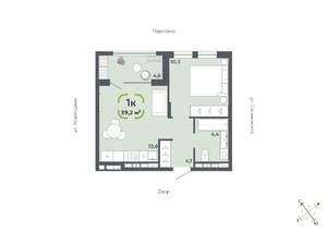 1-к квартира, вторичка, 39м2, 13/16 этаж