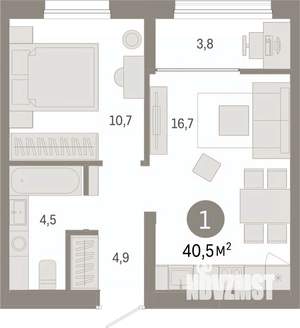 1-к квартира, вторичка, 40м2, 9/9 этаж