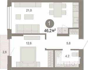 1-к квартира, вторичка, 46м2, 9/17 этаж