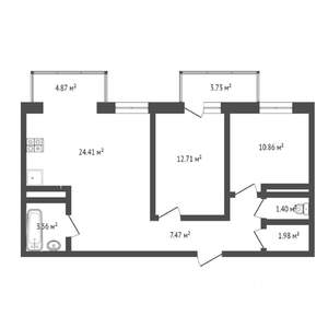 2-к квартира, вторичка, 62м2, 4/16 этаж