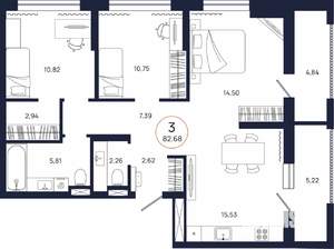 3-к квартира, вторичка, 83м2, 6/17 этаж