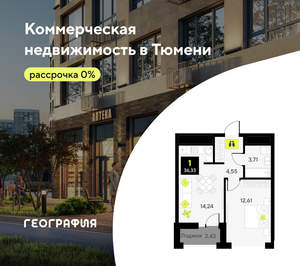 1-к квартира, сданный дом, 36м2, 9/14 этаж