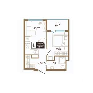 1-к квартира, вторичка, 33м2, 6/10 этаж