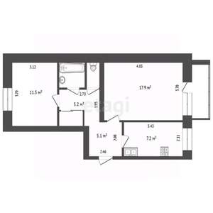2-к квартира, вторичка, 51м2, 5/5 этаж
