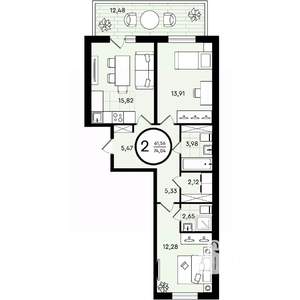 2-к квартира, вторичка, 74м2, 1/4 этаж