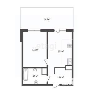 1-к квартира, вторичка, 37м2, 1/4 этаж