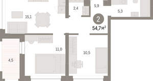 2-к квартира, вторичка, 55м2, 2/8 этаж