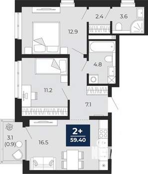 2-к квартира, вторичка, 59м2, 14/14 этаж