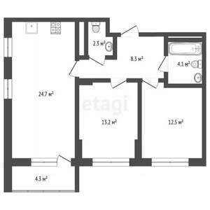 2-к квартира, вторичка, 65м2, 4/15 этаж