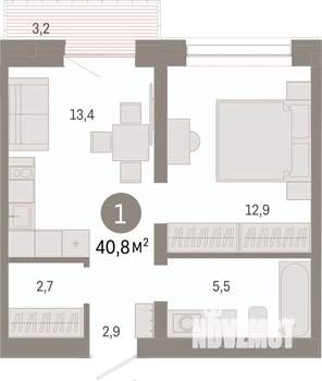 1-к квартира, вторичка, 41м2, 5/8 этаж