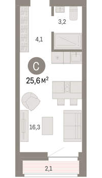 Студия квартира, вторичка, 26м2, 3/10 этаж