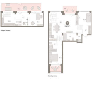 3-к квартира, вторичка, 134м2, 1/8 этаж