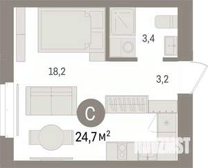 Студия квартира, вторичка, 25м2, 4/7 этаж