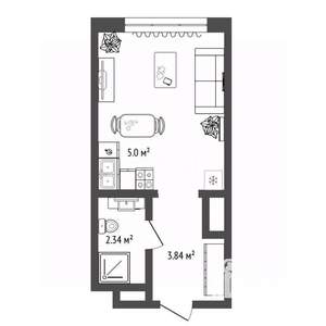 1-к квартира, вторичка, 30м2, 16/16 этаж